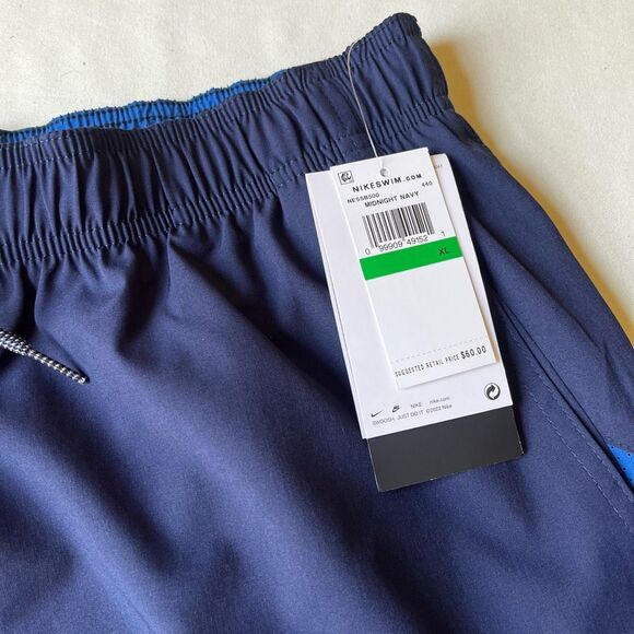 Nike Swim Trunks NWT Men's Size XL Midnight Navy Color Block Mesh Lined Shorts - Picture 2 of 7